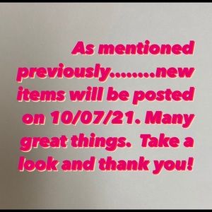 Posting new items starting 10/07/21